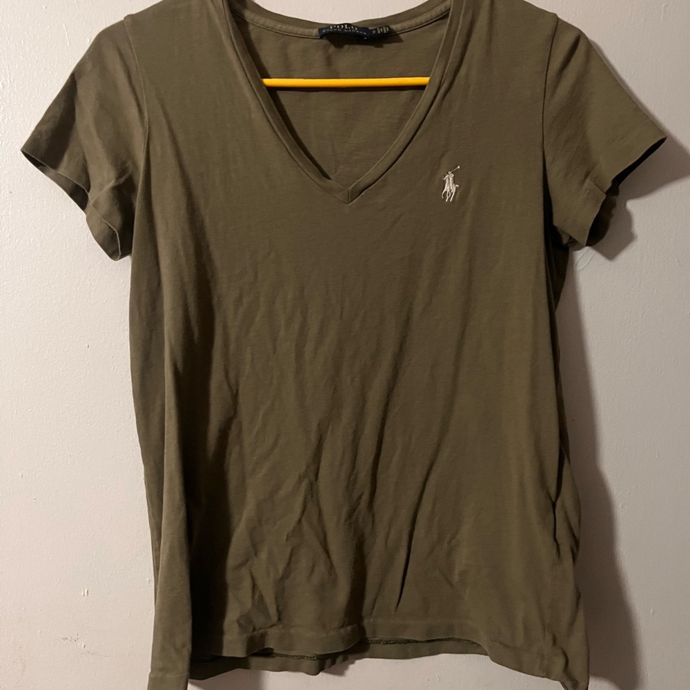 Ralph Lauren khaki green v neck t shirt